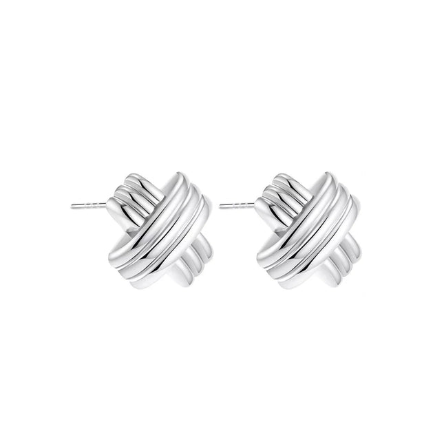Trendy Stainless Steel Multilayer Circle Twist Knot Earrings for Women Texture Mixed Color Gold Plated - product image 8
