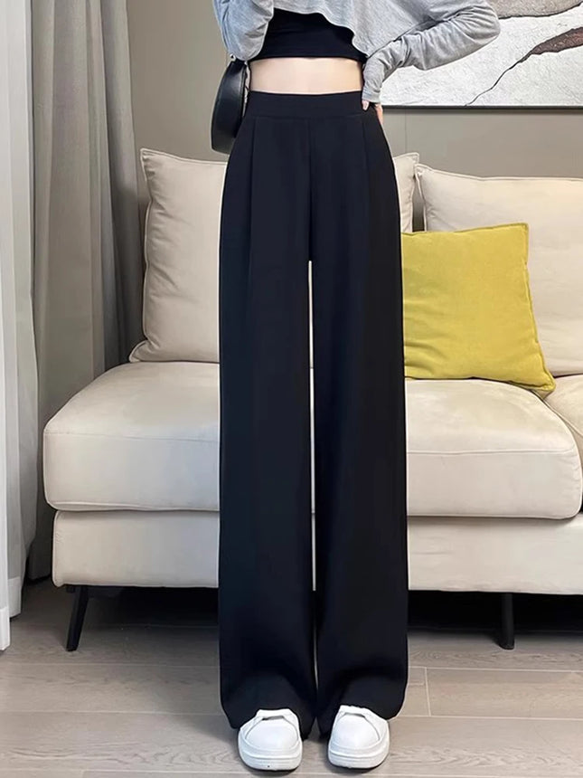 Women Wide Leg Pants Summer High Waist Casual Office Lady Straight Trouser Vintage Comfort Female Pocket - product image 2