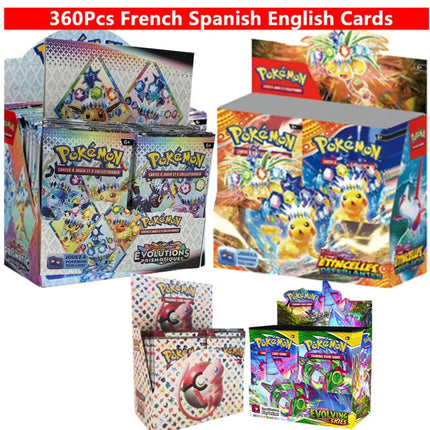 150-360Pc English French Spanish Carta Karten Pokemon Cards Sun Moon Evolutions Booster Box Collectible Tradiner Card for Child
