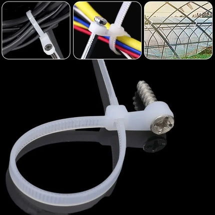 500/100PCS Screw Hole Cable Ties Reusable Fixed Nylon Cable Ties Self-locking Cord Ties Straps Fastening Loop - product image