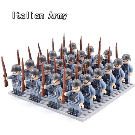 WW2 24pcs/Lot Military Soldiers Building Blocks Set Weapons Soviet US UK China France Army Action Figures Bricks Toys Kids Gifts