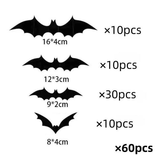 12pcs Halloween Decoration 3d Bat Wall Stickers Decoration Furniture Windows Yard Logo Outdoor Lawn Ghost Party Decor 1