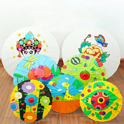 30-1PCS White Paper Parasol Umbrellas DIY Photo Cosplay Prop Bamboo Umbrella For Wedding Party Summer Beach Decor