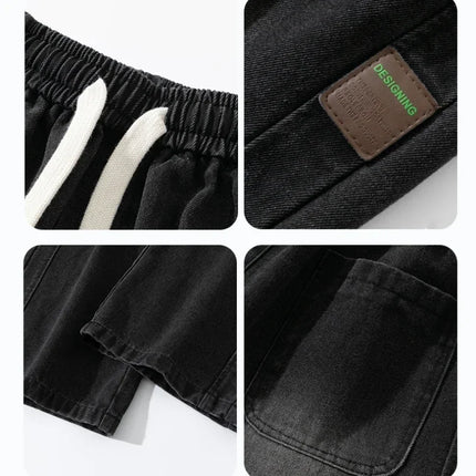 8XL New Wide Leg Washing Jean Pants Men Trousers Neutral Solid Color Loose Casual Straight Outdoor Fashion Plus Size Pants
