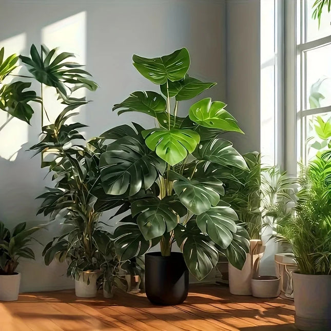 Artificial Monstera Palm Tree Realistic Plastic Green Plant for Home Office Wedding Christmas Without - product image 2