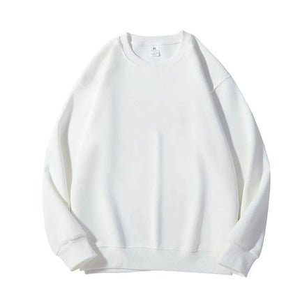 Men's Casual Loose Long Sleeve Shirt Spring Autumn O-Neck Solid Color Long Sleeve T-shirts New Male Clothes Black White