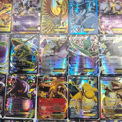 100Pcs Pokemon EX Flash Cards Holo Rare Pocket Monster Trading Card Game Collectible TCG Cards for Kids Battle Game Toys Gift