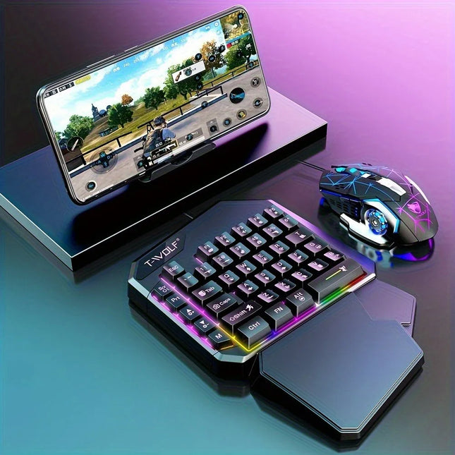 2 In1TF900 Gaming Keyboard and Mouse Set Ergonomic Wireless Gaming Keyboard 7 RGB Backlighting, for PUBG Mobile - product ima