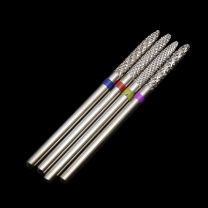 4PCS Rocket-Shaped Steel Nail Drill Bits Set, Cuticle Remover, Sharp & Durable, 2.35mm Shank, Professional Manicure & Pedicure N