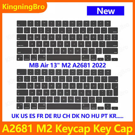 New Replacement Keyboard Keys Keycaps For Macbook Air 13" M2 A2681 Keycap Key Cap UK US RU ES FR IT DK NO DE KR PT HU 2022