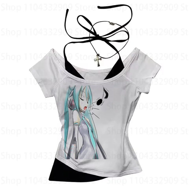 Emo Star Girl Y2K Tops Damen Kleidung 90er Jahre Vintage Kleidung für Damen Gothic T-Shirt Damen Cropped Graphic Tees Y2K Top Kpop
