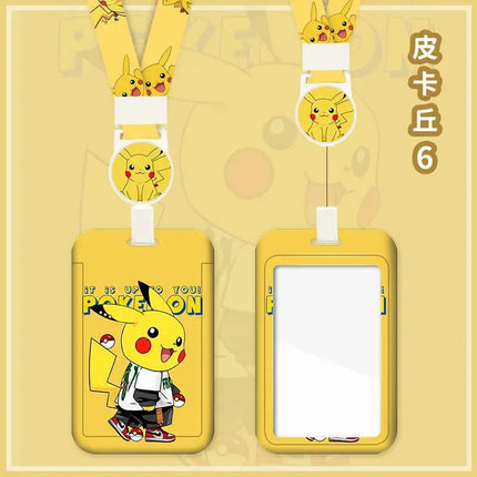 Pokemon Anime Pikachu Card Holder Kawaii ID Card Bank Card Subway Bus Card Cartoon Student ID Boy Girl Work Badge Card Holder