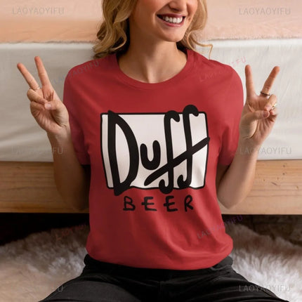 The Simpsons Duff Beer Duffman T-shirt Retro Cartoon Graphic Printed Women Streetwear Short Sleeve Harajuku Fashion Man Tees