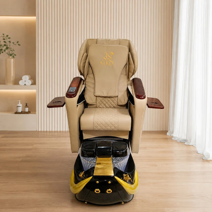 Professional Nail Salon Pedicure Massage Chair, Reclining Foot Spa Chair with Side Manicure Tray & Foot Rest Equipment Furniture