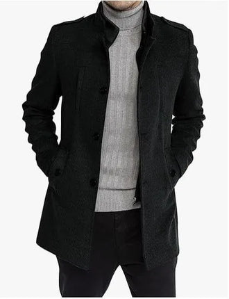 New Man Fashion Handsome Windbreaker Autumn Winter Double Collar Wool Coat Middle-aged Men Business Fashion Woolen Male Jackets