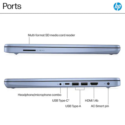 HP 14" HD LED Ultra Light Laptop with 1-Year Microsoft 365,Intel Processor N150,Up to 16GB RAM,384GB Storage (128GB UFS+256GB SD Card),Windows 11 S