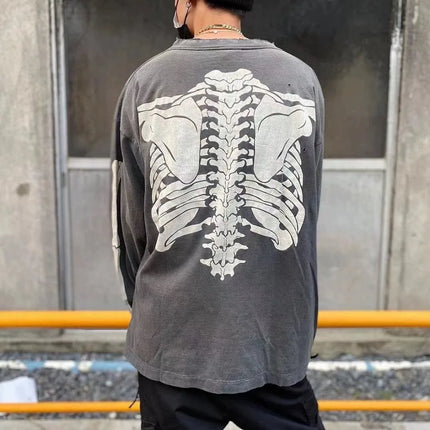 Saint O-Neck Long Sleeve Black Letter Arrival Washing Oversize Coat Loose T shirt Men Women High Quality Tee Simple Cotton Print