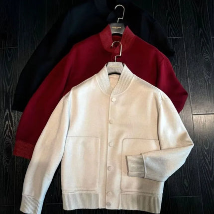 Men's Autumn/Winter Top Coat Stand-up Collar Buttons Solid Color Simple Comfortable Casual Design Fashion Advanced Soft Niche