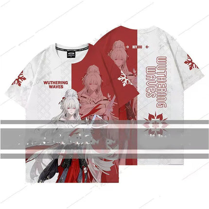 Anime Games Wuthering Waves Hiyuli Cosplay 3D T-shirt Fashion Short Sleeve T shirt Casual Men Women Harajuku Top Summer Clothing
