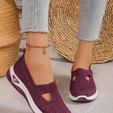 Women's Shoes, Casual Sports Shoes, Solid Color Breathable Sports Soft-Soled lightweight Walking Shoes, Low-Top Knitted Casual S