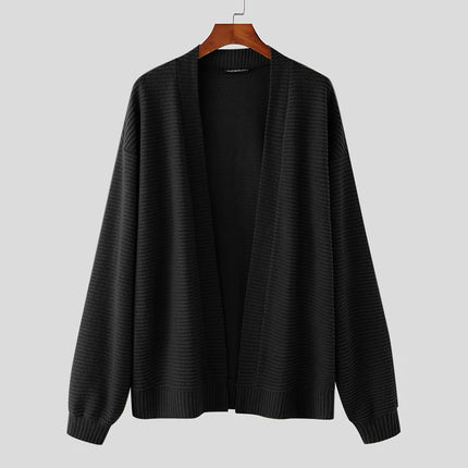 INCERUN 2025 Stylish Men Cardigan Knitted Leisure Solid Loose Long Sleeve Cardigan Streetwear Autumn Male Sweater Outerwear