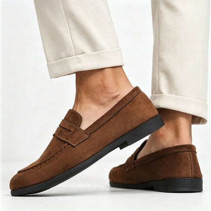New Classics Suede Men's Shoes Slip On Loafers Preppy Soft Breathable Flats Non Slip Daily Fashion Casual Outdoor Sneakers