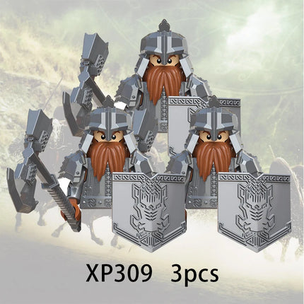 3pcs Lord Rings Elves Orcs Army Dwarf Rohan Mini Action Toy Figures Building Blocks Assembly Toys for Kids Birthday Gift