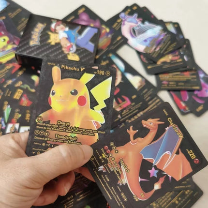 55pcs Pokemon Rainbow Gold Silver Black Foil Vmax Gx Cards Golden Letters English Game  Collection Battle Card Series Gift
