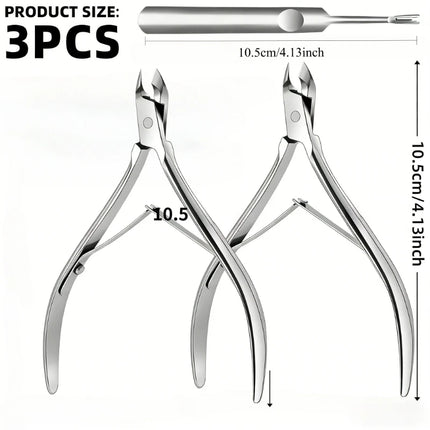 1/3pc Professional Stainless Stee Cuticle Nippers Sharp Blade,High Precision,Ambidextrous,Home Manicure Tool with Cuticle Pusher