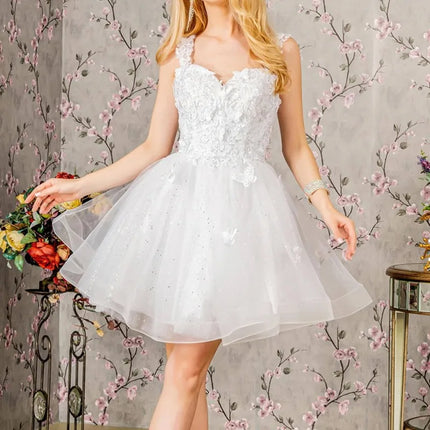 3D Butterfly Short Sweetheart Homecoming Dresses Sparkly Sequin Tulle Prom Dress Off Shoulder Appliques Party Gowns Women Teens