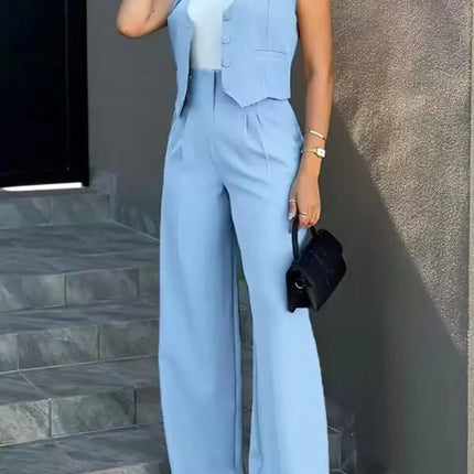 Fashion suit vest, vest, vest, wide leg pants, casual suit, new professional versatile business style two-piece set