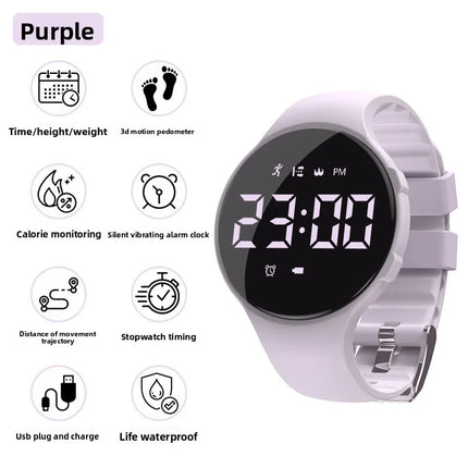Boys Student Sports Watch, Vibration Silent Alarm, Waterproof Swimming, Pedometer, No APP, Electronic Wristband for Kids Teenage