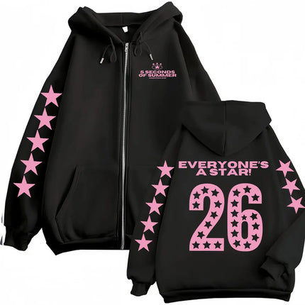 2026 5 Seconds of Summer Everyone's A Star World Tour Zip Up Hoodies Men Women Harajuku Hip Hop Gothic Jacket Sweatshirt Hoodie