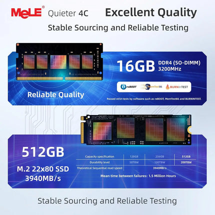 MeLE Quieter4C N150 Fanless Mini PC,8GB RAM DDR4 256GB SSD Micro Desktop Computer,Dual HDMI,Support 4K Triple Display USB3.2,USB-C,WiFi5 BT5.1,Small Portable PC Industrial Business