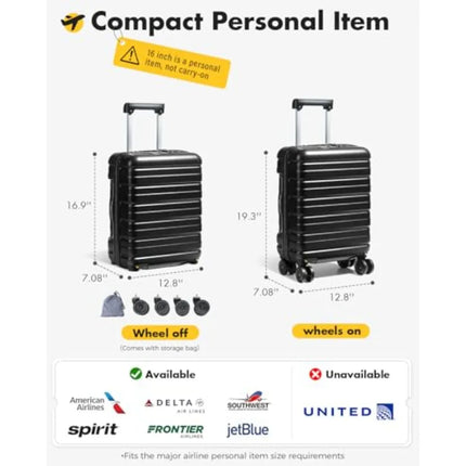 Underseat Carry On Luggage Airline Approved, Small Hard Shell Suitcase with TSA Lock Spinner Wheels, Lightweight Personal Item