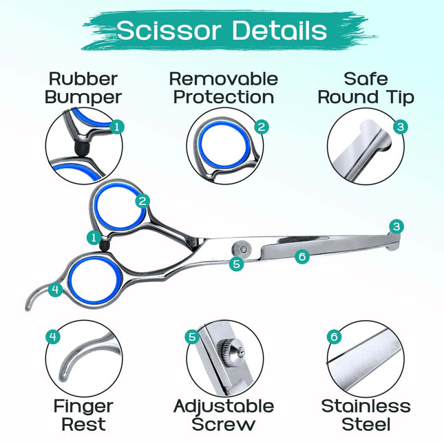 5 in 1 Professional Dogs Grooming Scissors Set Stainless Steel Dog and Cat Hair Thinning Shears with - product image 2