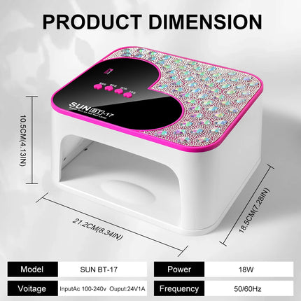 3D Diamond UV LED Nail Lamp For Fast Drying Gel Nail Phototherapy Heart Shape Machine 45 LEDs Manicure Salon Tool Equipment