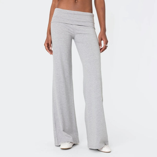 Casual Wide Leg Sweatpants for Women Fold Over Low Rise Flare Yoga Lounge Pants Back to School Clothes - product image 11