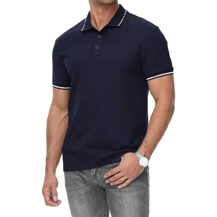 New Men's Short Sleeve Polo Shirt Summer Male Contrast Oversized T Shirt Breathable Shirts Lightweight Streetwear Gym Tops