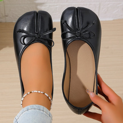 Soft Split Toe Tabi Ballet Flats Women Bowknot Leather Round Toe Ballerina Shoes Low Heel Slip On Loafers Casual Moccasins 2026