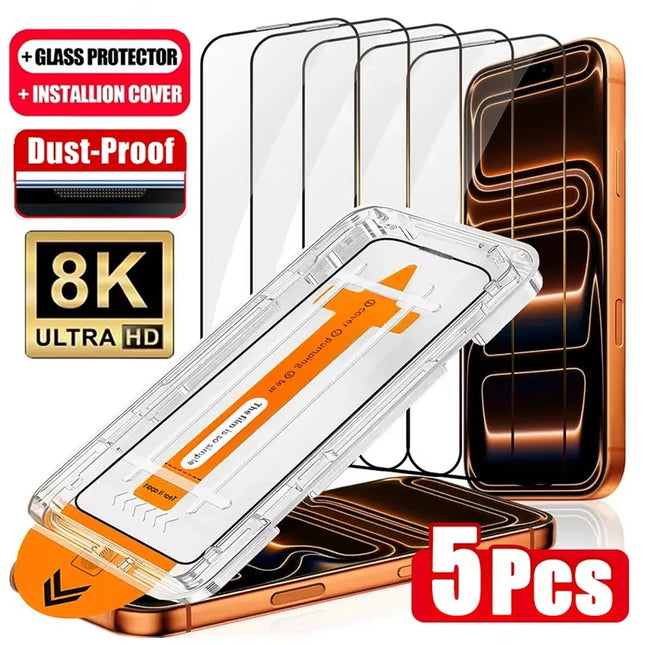 Staubfreie, einfache Installation HD-Displayschutzfolien für iPhone 18 Pro Max 17 Pro Max 16 Pro 15 14 13 12 11 XR X Air Panzerglas