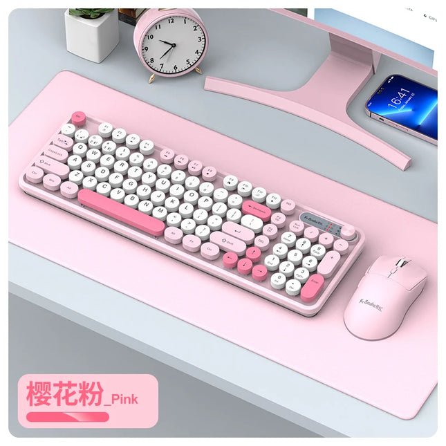 K-snake Wk300 Bluetooth Wireless Keyboard And Mouse Set Punk Keycap Mute With Volume Knob Computer Office Universal - product