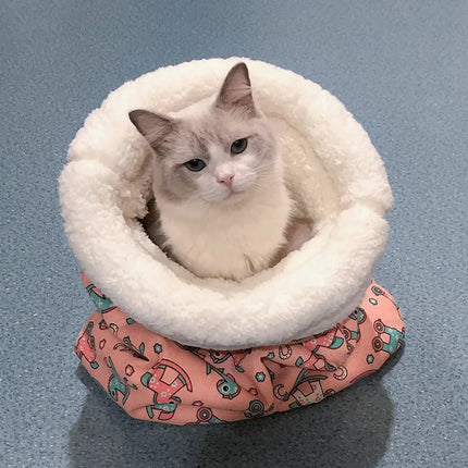 Soft Cuddly Pet Sleeping Bag for Kitten Puppy Fluffy Feel Thickened Warm Nest Pocket Quilt Bed Comfortable Warmth