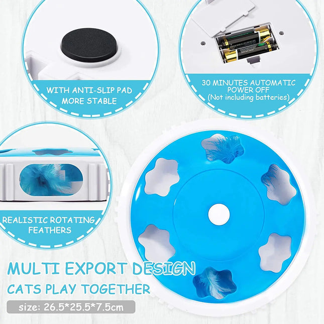 Electric cat toy with feather LED light automatic rotation light emitting intelligent electric cat - product image 2