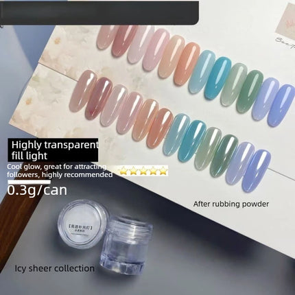 New Nail Mirror Bright Plating Aurora Chrome Powder for Nails Moonlight Pearl White Rubbing Powder Manicure Chrome Flash Dust