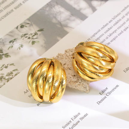 YTJX 2026 New Goth Multi Layer Earrings Textured Intersecting Knot Earrings For Women C-Shaped Earrings Fashion Office Jewelry