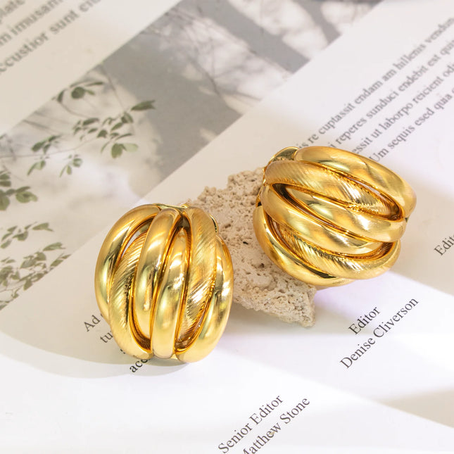 YTJX 2026 New Goth Multi Layer Earrings Textured Intersecting Knot Earrings For Women C-Shaped Earrings - product image 7