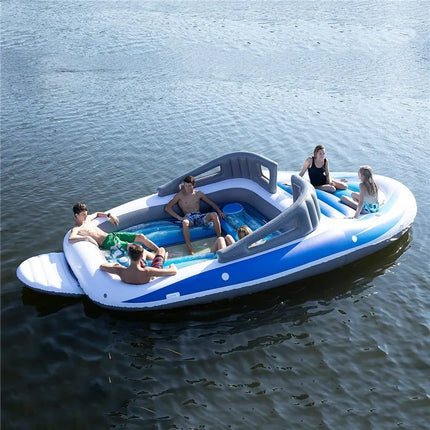 400cm Inflatable PVC Thickened Inflatable 6 Person Island Floating Bed Inflatable Yacht Floating Boat For Water Sports