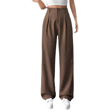 Draped High Waisted Wide Leg Pants Office Casual Suit Trousers Versatile Spring Autumn