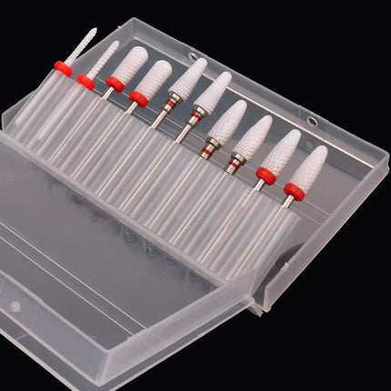 10pcs Ceramic Nail Drill Bit-3/32 Nail Drill Bits for Acrylic Nails,Professional Electric Nail Drill for Crystal Nail Extension